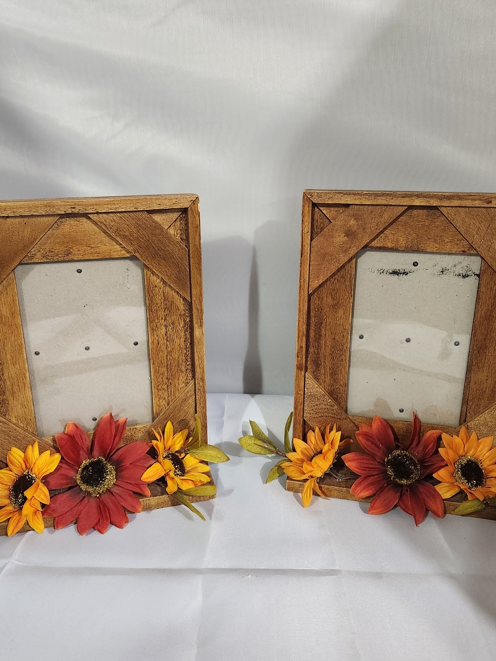 Kohl's Wooden Picture Frame Pair with Red and Yellow Sunflower Accents